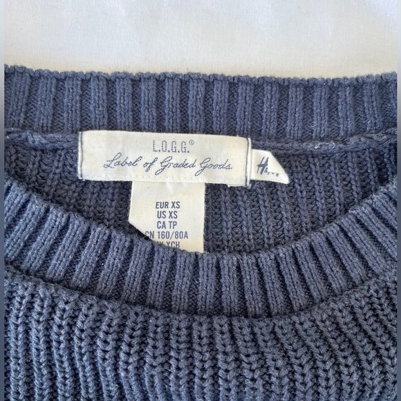 H&M | Navy Ribbed Knit Sweater With Lacing - Picture 7 of 16